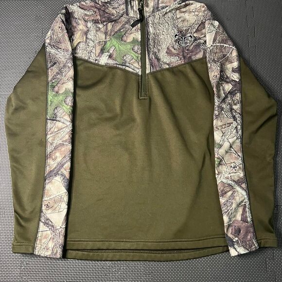 Medium Truetimber Green Camo 1/4 Zip Sweatshirt 100% Polyester - Picture 1 of 8